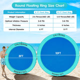 Round Floating Ring Inflatable Water Hammock Heavy Duty River Floats Lake Raft for Adults Tanning Pool Lounger Float Island Platform Pad Mat for Party