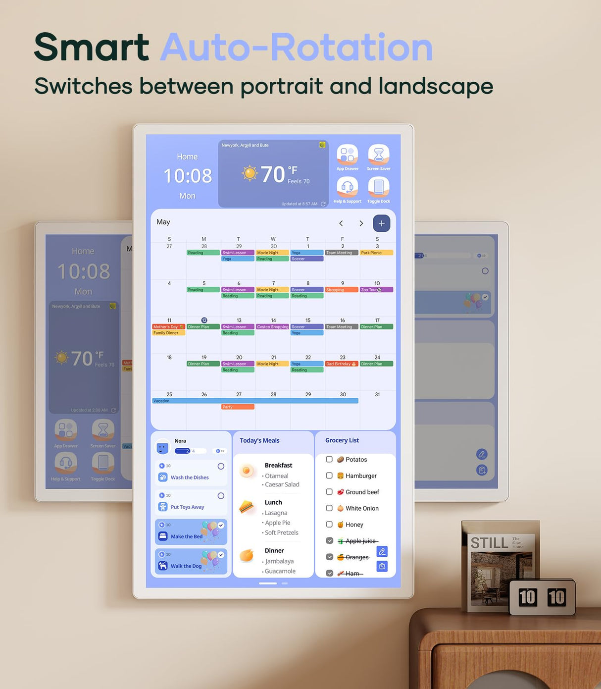 Cozyla 32 Inch Digital Calendar Wall Touch Screen Chore Chart To Do List Notepad Electronic Smart Calendar Digital for Family Meal Planner Support All App Via App Store Android Tablet Wall Mount Black