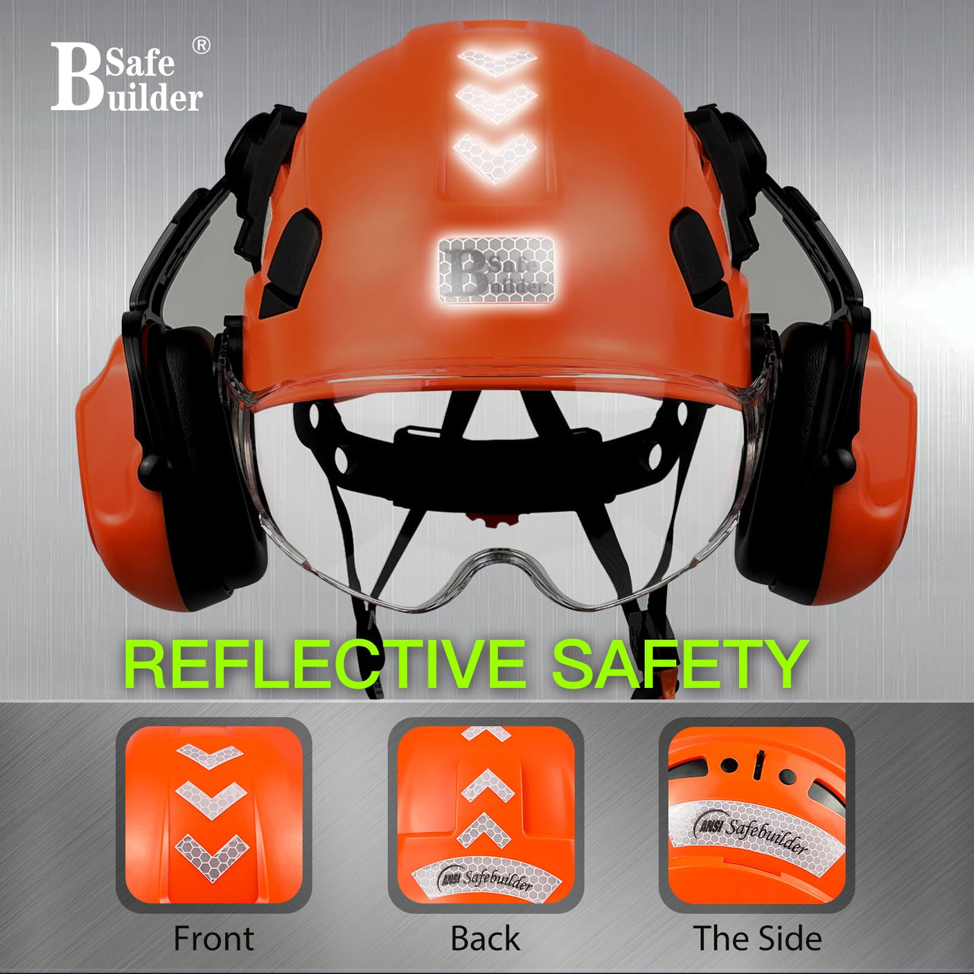 Industrial Safety Helmet with Visor Ear Muffs Hard Hat with Visor Vented Hardhats Construction Work Head Protection ANSI