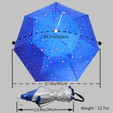 NEW-Vi Fishing Umbrella Hat Folding Adjustable Sun Rain Cap, 37.4”Oversize Hands Free Umbrellas, 7-Ribs Anti-UV Waterproof Headwear for Fishing Gardening Golf Sunshade Outdoor