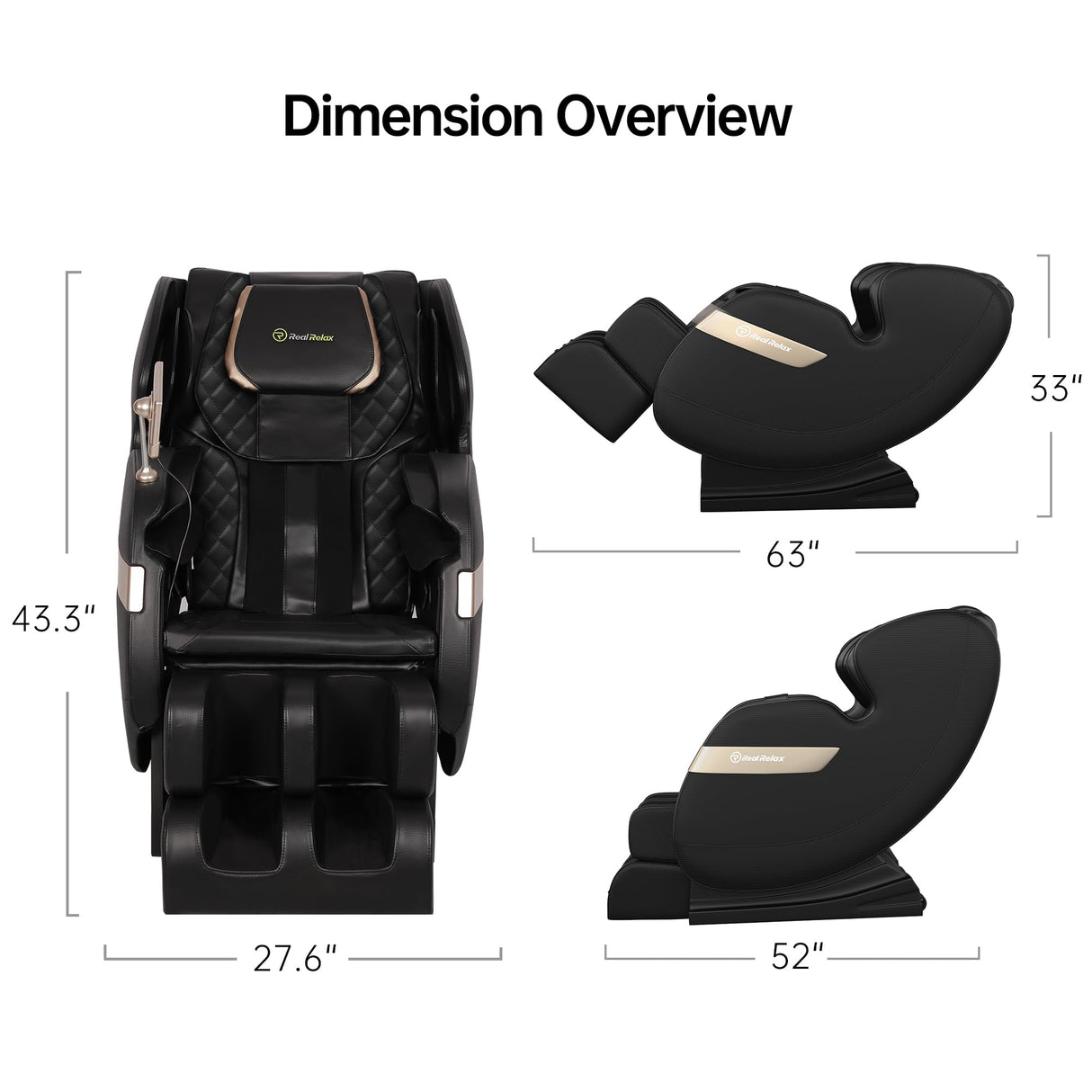 Real Relax 2024 Dual Core S Track Full Body Zero Gravity Massage Chair Recliner with App Control, Black
