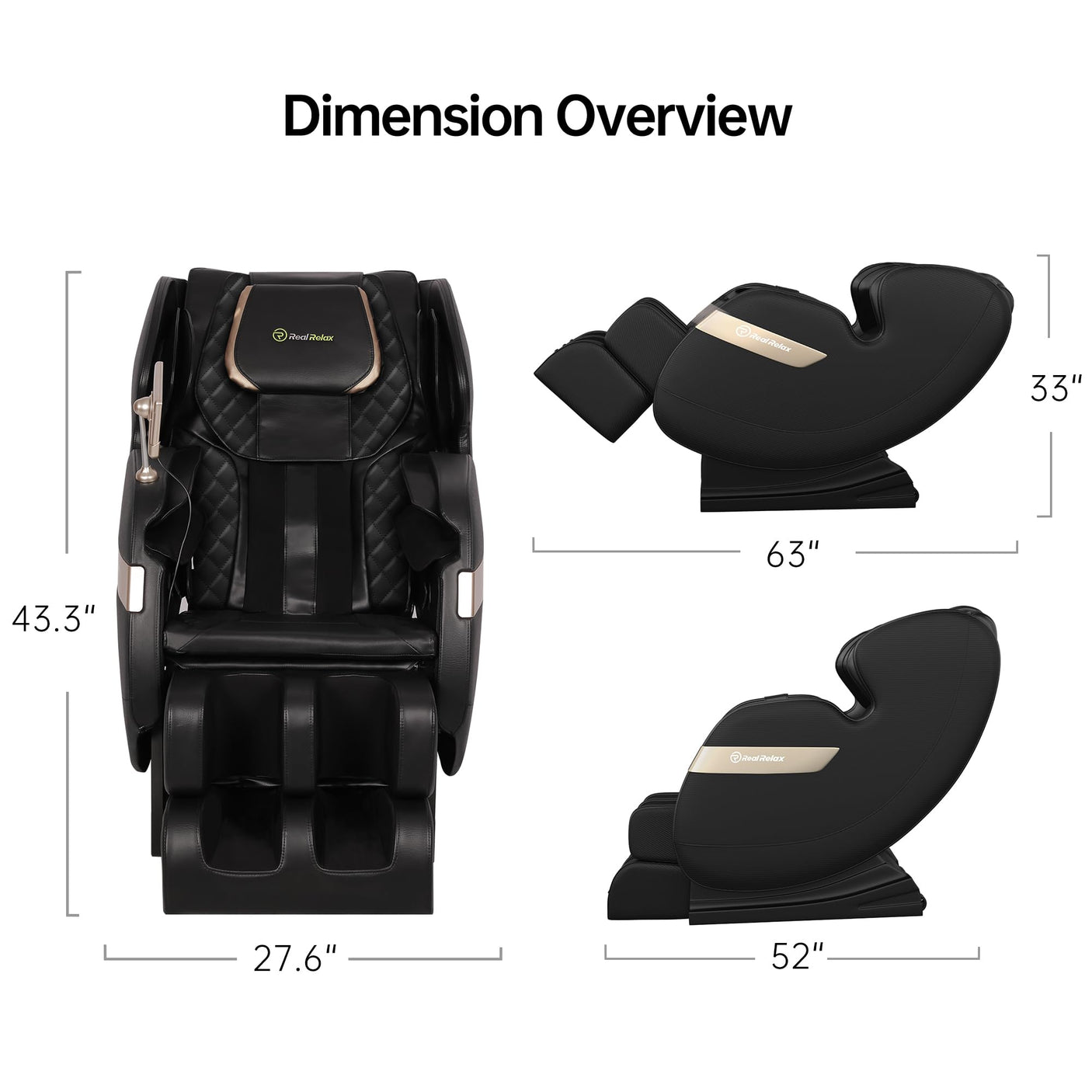 Real Relax 2024 Dual Core S Track Full Body Zero Gravity Massage Chair Recliner with App Control, Black