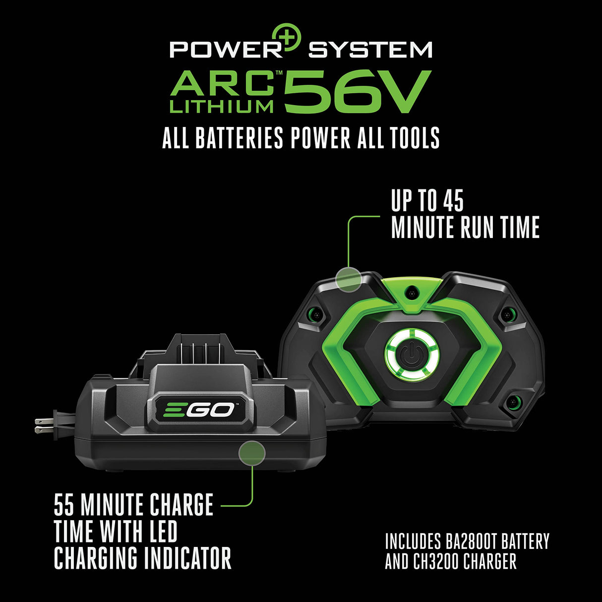 EGO Power+ ST1502SA 15-Inch 56-Volt Cordless String Trimmer with Rapid Reload and Split Shaft 2.5Ah Battery and Charger Included, Black