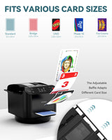Automatic Card Shuffler and Dealer - 1-2 Decks Support 12 Players, 4 Drawing Remotes, Built-in Gameplays, 360°/180° Deal, for Poker, UNO, Phase 10, Skip-Bo, Rummy (Black)