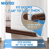 MAXTID Large Door Draft Stopper for Bottom of Doors 36” Under Door Draft Noise Blocker Black Gap Stoppers Door Draft Guard for Bottom of Doors Adjustable Door Seal Sweep Draft Home Essentials Gadgets