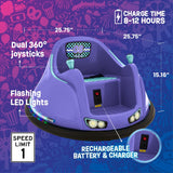 Flybar 6V Blue Glow Bumper Car for Kids – LED Ride-On Toy with 360° Spin, Rechargeable Battery, and Soft Rubber Bumpers – Safe Indoor Fun for Toddlers Ages 1.5+, Up to 66 lbs
