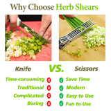 2025 Upgraded Herb Scissors, Effortless Herb Shears Cutter Tool with Sharp Stainless Steel Blades for Fresh Herbs, Must-Have Kitchen & Cooking Gadget, Green