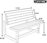 LIFETIME 60253 Outdoor Convertible Bench, 55 Inch, Harbor Gray