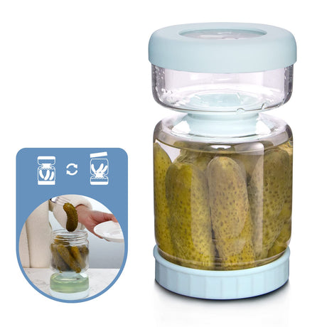 WhiteRhino Pickle Jar with Strainer Flip,34oz Pickle Container Pickle and Olive Hourglass Jar,Glass Flip Pickle Jar Juice Separator Jar with Airtight Lid for Jalapeno Gherkin