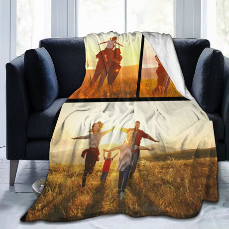 Custom Blanket with Photo Text Personalized Bedding Throw Blankets Customized Flannel Fleece Blankets for Family Birthday Wedding Gift Fits Couch Sofa Bedroom Living Room (1 Photos, 40"x50")
