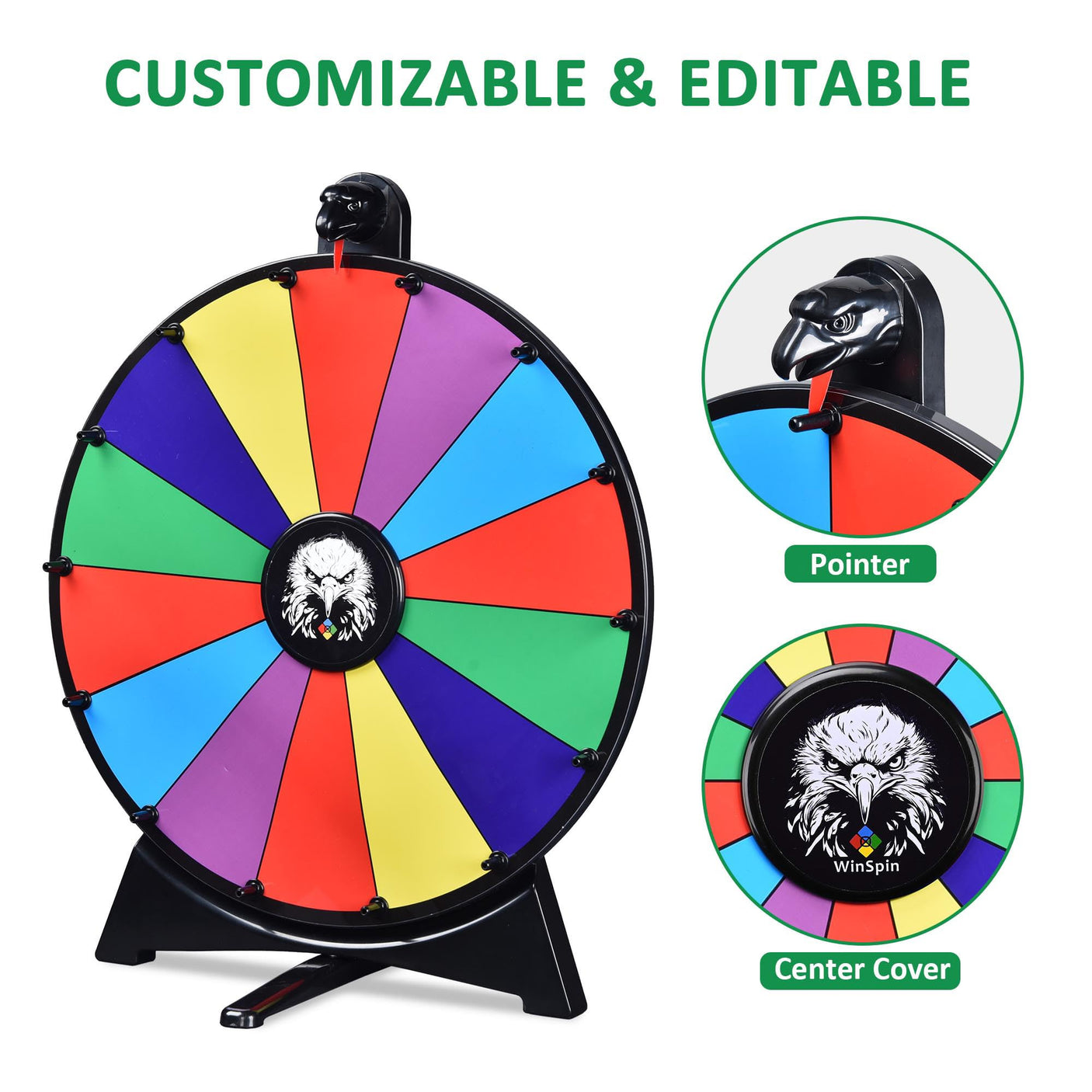WinSpin 30" Prize Drop Board Foldable Stand Disk Drop Board Game Customizable 6 Slots with 10 Pucks for Carnival Tradeshow Party, (19"x30")