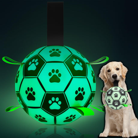 QDAN Premium Dog Toys Balls, Dog Soccer Ball with Straps, Dog Birthday Gifts, Herding Ball, Durable Balls for Small Medium Pet, Puppy Outdoor Toy, Pet Training Soccer Ball, World Cup Soccer (6 Inch)