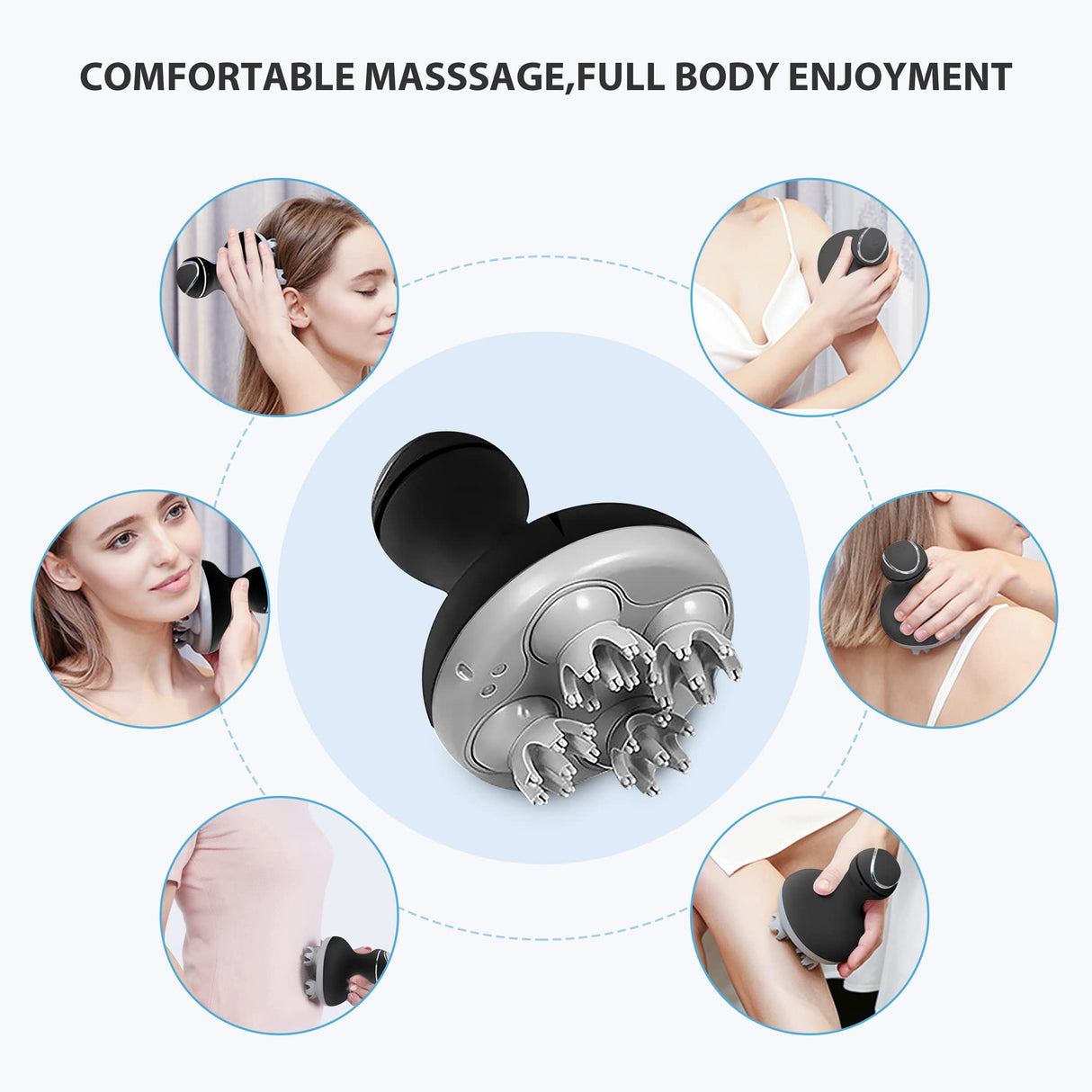COMFIER Electric Cordless Hair Scalp Massager with Kneading 84 Massage Nodes, Handheld Portable Head Scratcher Massager for Hair Growth, Deep Clean and Stress Relax, Gifts for Men Dad
