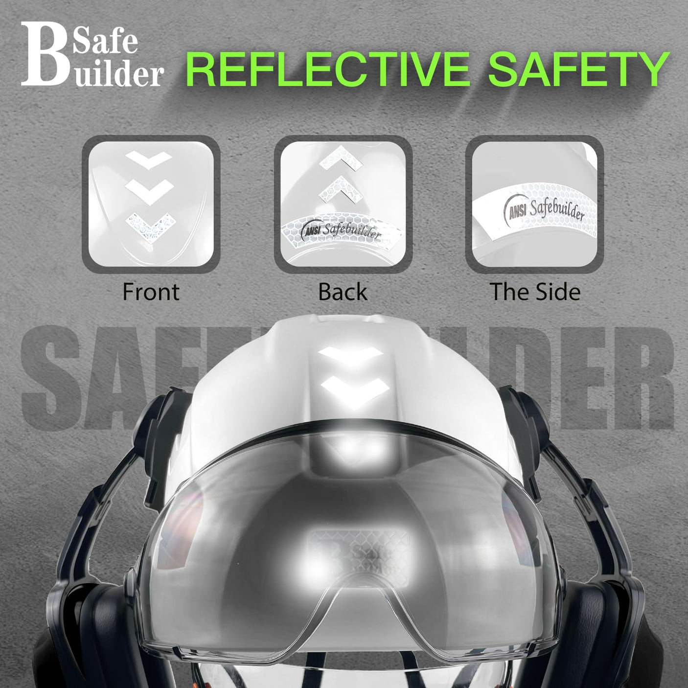 Industrial Safety Helmet with Visor Ear Muffs Hard Hat with Visor Vented Hardhats Construction Work Head Protection ANSI