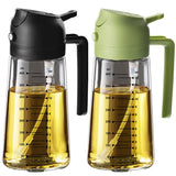 TrendPlain 16oz/470ml Glass Olive Oil Sprayer for Cooking - 2 in 1 Olive Oil Dispenser for Kitchen Gadgets, Air Fryer, Salad, and BBQ - Navy
