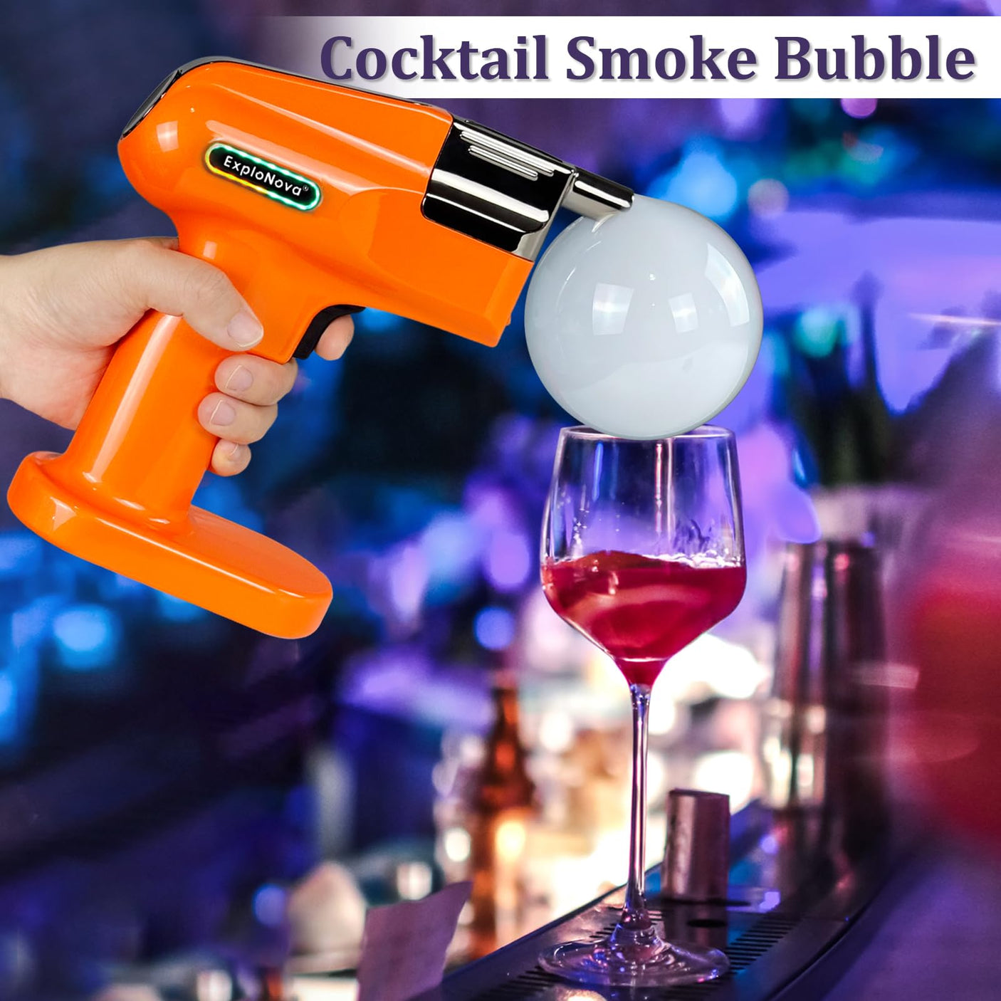 Cocktail Bubble Smoke Gun with 5 Flavour Aroma Pods and Edible Bubbles, Electric Bubble Smoke Machine, Food Drink Decor Perfect for Bar, Party and Home, Gift for Engagement & Birthday