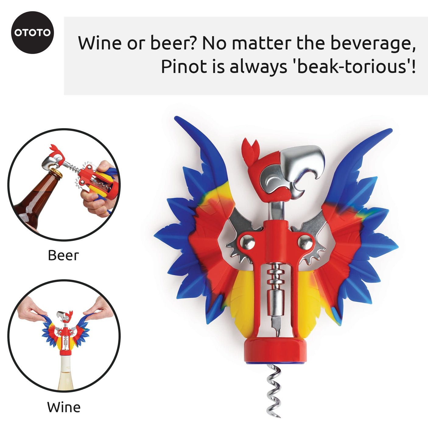 OTOTO 2-in-1 Wine & Beer Opener, Goth Halloween Gifts, Gothic Wine Accessories & Gifts for Wine Lovers, Spooky Corkscrew Bottle Opener, Wine Accessories, Wine Gifts, Cool Kitchen Gadgets (Vino)