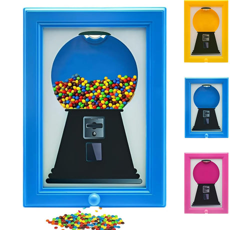 Candy Dispenser Picture Frame, Candy Frame Dispenser,Hanging Candies Machine Art, For Wall or Tabletop, Suitable For Birthday & Holiday Gifts(Yellow)