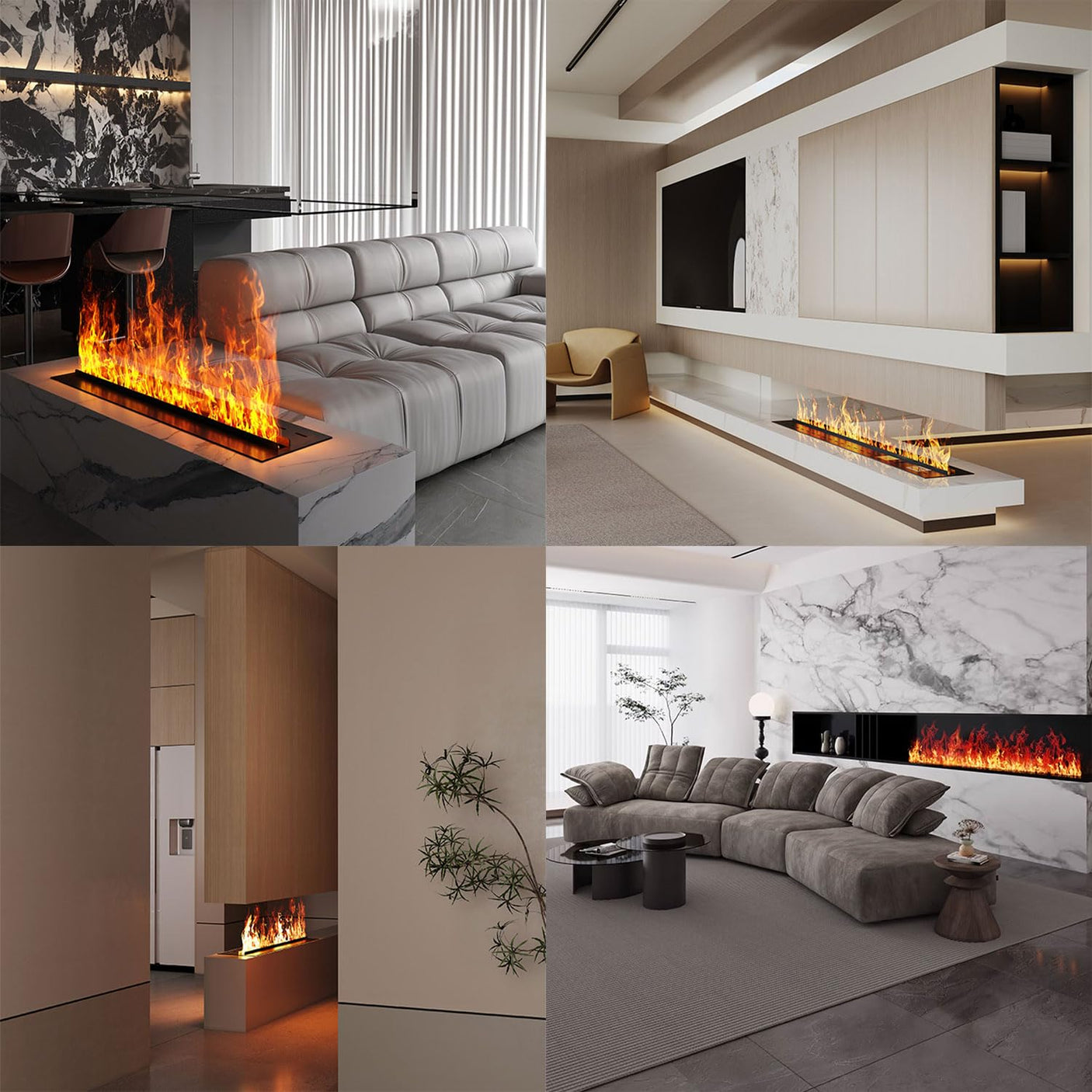 36 inch Water Vapor Fireplace 3D Atomizing Fireplace Recessed Electric Fireplace Remote Control with Timer Touch Simulation Flame Touch Flame Multiple Colors and Flame Adjustment