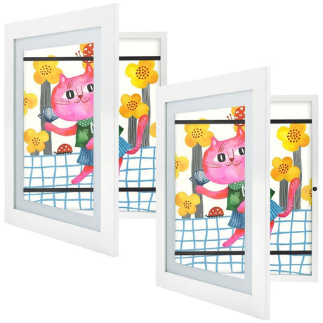 Golden State Art, 10x12.5 Kids Art Frames, Front-Opening Picture Frame Great for Kids Drawings, Artworks, Children Art Projects, Schoolwork, Home or Office (Walnut Set of 2)