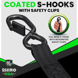 Rhino USA Retractable Ratchet Straps (4-Pack) - 1 Inch x 10 Feet (1,209lb Break Strength) - Heavy Duty Auto Self Retracting Tie Down Straps for Truck, Cargo Trailer, Motorcycle, Rad & More - Green