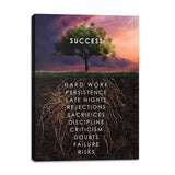 Success Tree Inspirational Quote Canvas Wall Art Motivational Motto Painting Inspiring Entrepreneur Posters Prints Artwork Decor Framed for Home Office Classroom Ready to Hang - 12" Wx18 H