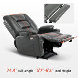 MCombo Power Lift Recliner Chair for Elderly, Lift Chair with Heat and Massage, USB Ports, Cup Holders, Faux Leather 7519 (Medium, Dark Brown)