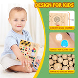 Busy Board, Montessori Toy for 1-3 Years Old, Wooden Toddler Sensory Travel Toy, Ideal Gift for 1+ Year Old Boys (Busy Board Plus V2), Medium, Yellow