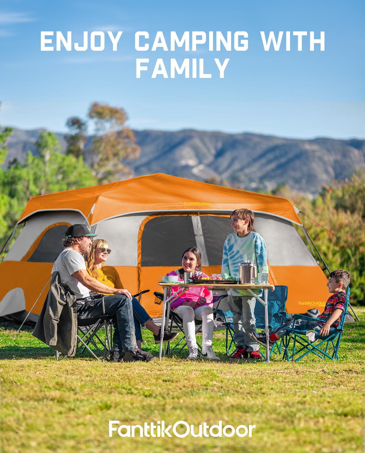 FanttikOutdoor Camping Tent 4/6/8/10 Person Instant Cabin Tent Setup in 60 Seconds with Rainfly & Windproof Portable with Carry Bag for Family Camping & Hiking