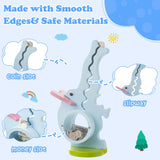 Wooden Dinosaur Piggy Bank Boalord for Boys Kids Girls Clear Big Belly Animal Coin Bank for Toddler Real Money Toy（Dino-Blue）