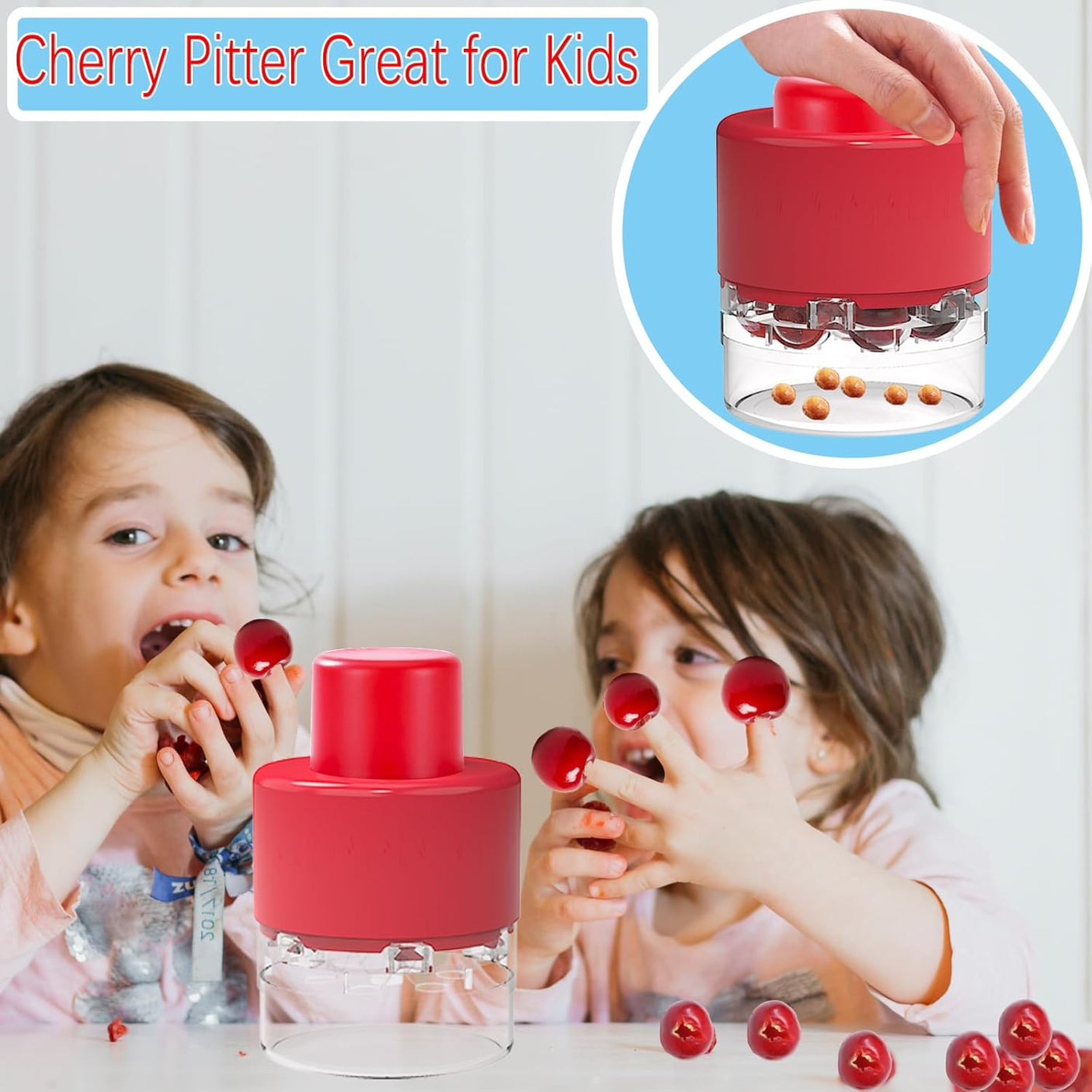 Cherry Pitter, Stainless Steel Olive and Cherries Pitters Corer Tool with Space-Saving Lock Design, Multi-Function Fruit Pit Remover for Cherry Jam (Black)