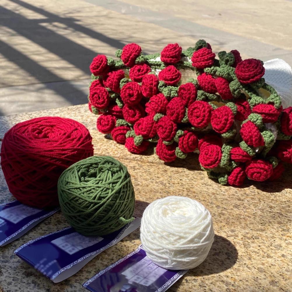 Crochet Flower Rose Bouquet Blanket Handmade – Surprise Bouquet Blanket, Romantic Knitted Rose Floral Bed Throw Blankets, Gift for Mother’s Day Birthday Home Decor (2.6ft Finished-Jasmine)