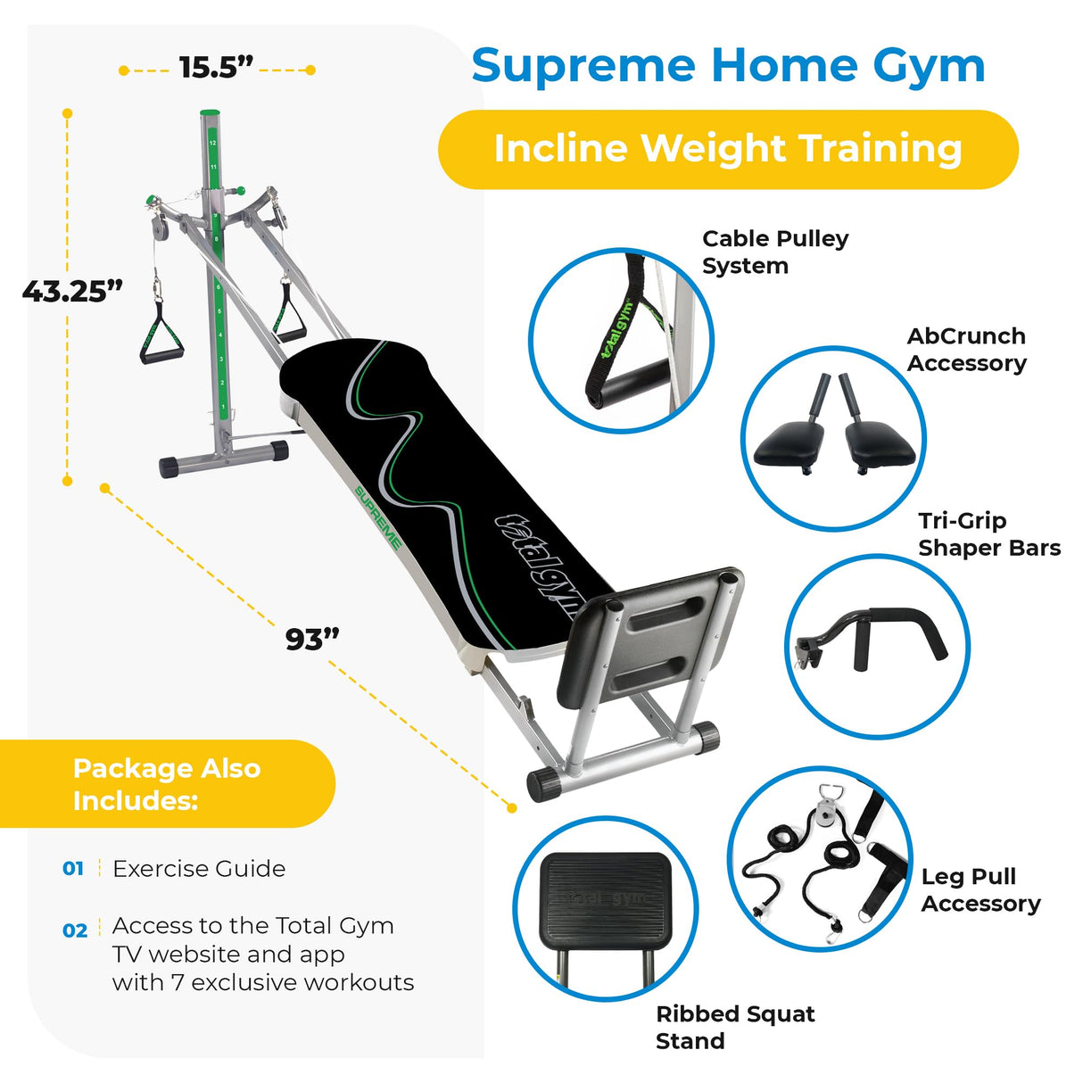 Total Gym APEX Versatile Indoor Home Gym Workout Total Body Strength Training Fitness Equipment