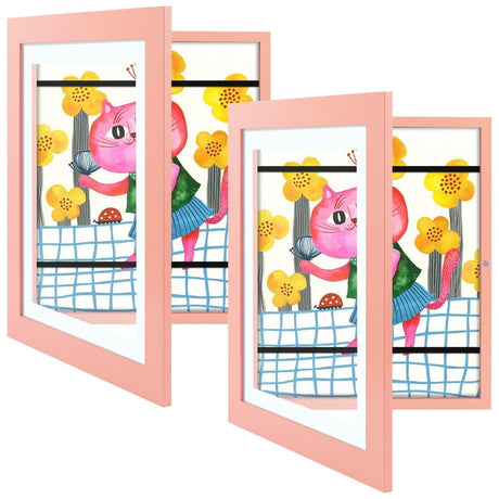 Golden State Art, 10x12.5 Kids Art Frames, Front-Opening Picture Frame Great for Kids Drawings, Artworks, Children Art Projects, Schoolwork, Home or Office (Walnut Set of 2)