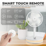 VENTY Original Portable Fan - Wireless Battery Operated Fan With 4 Speeds, LED Lighting, Carry Case & Remote Control - Premium Travel Rechargeable Fan & Power Bank With USB & USB-C Ports (Black)