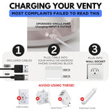 VENTY Original Portable Fan - Wireless Battery Operated Fan With 4 Speeds, LED Lighting, Carry Case & Remote Control - Premium Travel Rechargeable Fan & Power Bank With USB & USB-C Ports (Black)