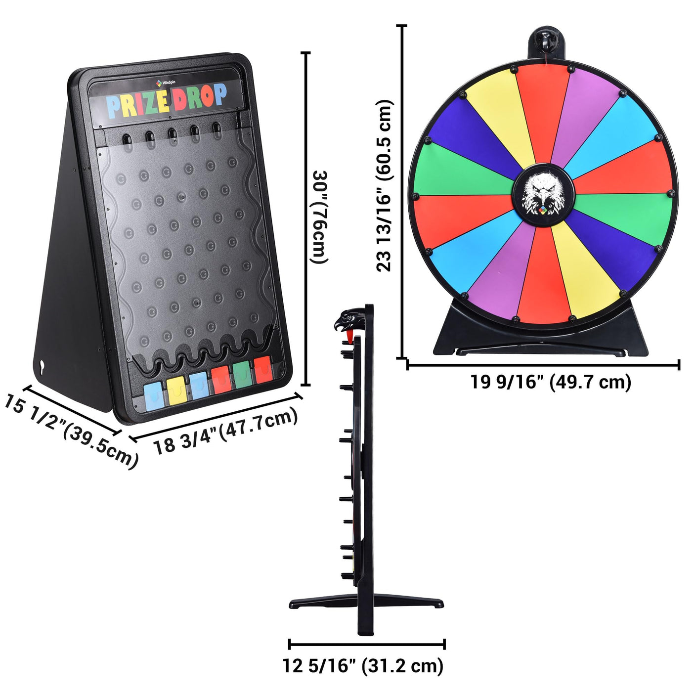 WinSpin 30" Prize Drop Board Foldable Stand Disk Drop Board Game Customizable 6 Slots with 10 Pucks for Carnival Tradeshow Party, (19"x30")