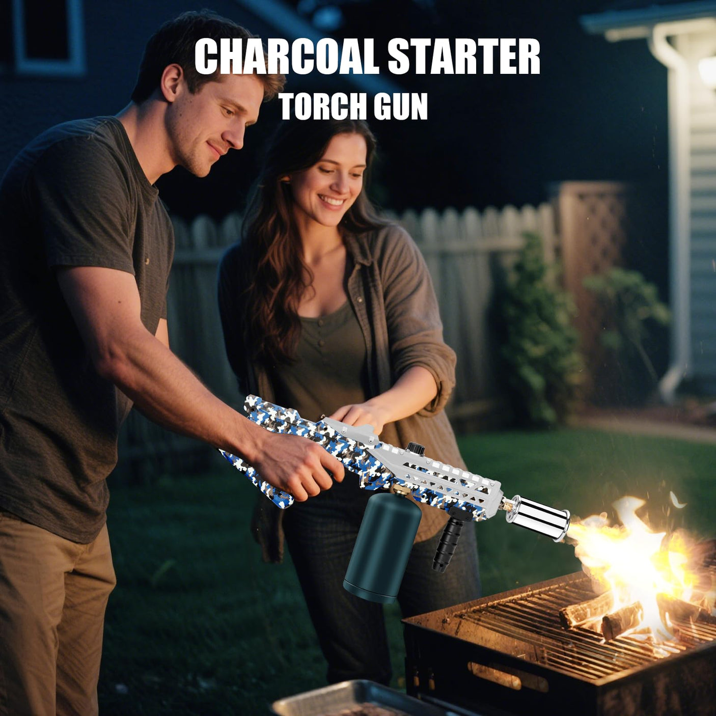 Powerful Grill Torch Gun | Propane Torch Gun, Adjustable Flamethrower | Blowtorch for BBQ, Camping, Charcoal Lighter & Fire Starter, 800,000BTU