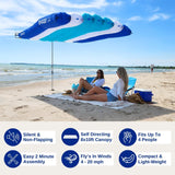 ShadeSock – The World’s 1st Wind-Inflating, Beach Shade – Silent, Non-Flapping Design, 8x10ft Auto-Directing Canopy – Light-Weight and Portable – Easy 2 Minute Set-Up, Blue