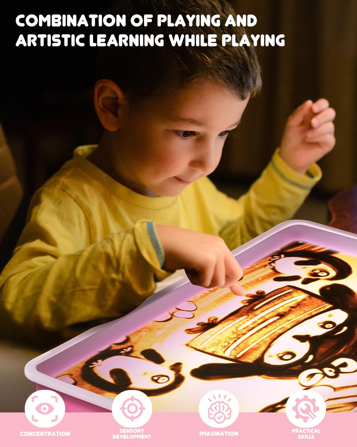 Light Table for Kids-Sand Painting Light Box Sand Art Kits Light Table Toys for Boys and Girls, 16" (Blue)