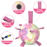 QDAN Premium Dog Toys Balls, Dog Soccer Ball with Straps, Dog Birthday Gifts, Herding Ball, Durable Balls for Small Medium Pet, Puppy Outdoor Toy, Pet Training Soccer Ball, World Cup Soccer (6 Inch)