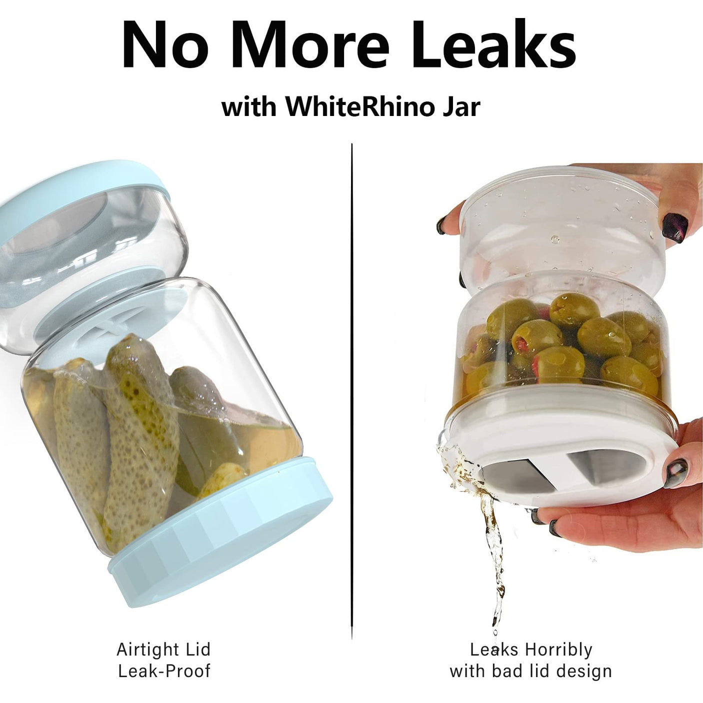 WhiteRhino Pickle Jar with Strainer Flip,34oz Pickle Container Pickle and Olive Hourglass Jar,Glass Flip Pickle Jar Juice Separator Jar with Airtight Lid for Jalapeno Gherkin