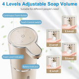 Automatic Foaming Soap Dispenser,4-Level Adjustable Foam, Wall Mount, USB Rechargeable,12.8oz/ 380ml,Touchless Hand & Dish Soap Dispenser for Bathroom, Kitchen,Hotel, Restaurant