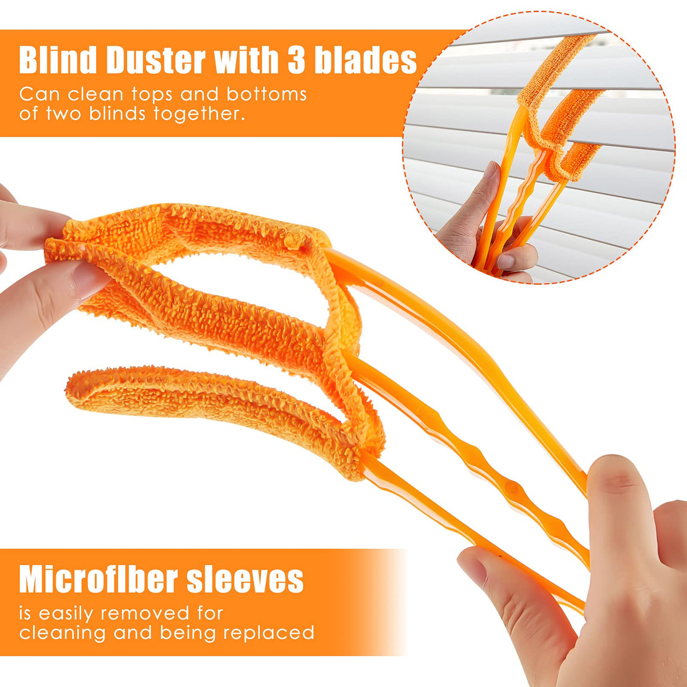 4 Pcs Window Venetian Blind Cleaner Duster Tool 7 Finger Blind Rush and Shutter Cleaner Brush Hand-held Window Shutter Air Conditioner Duster for Dirt(Yellow, Orange)