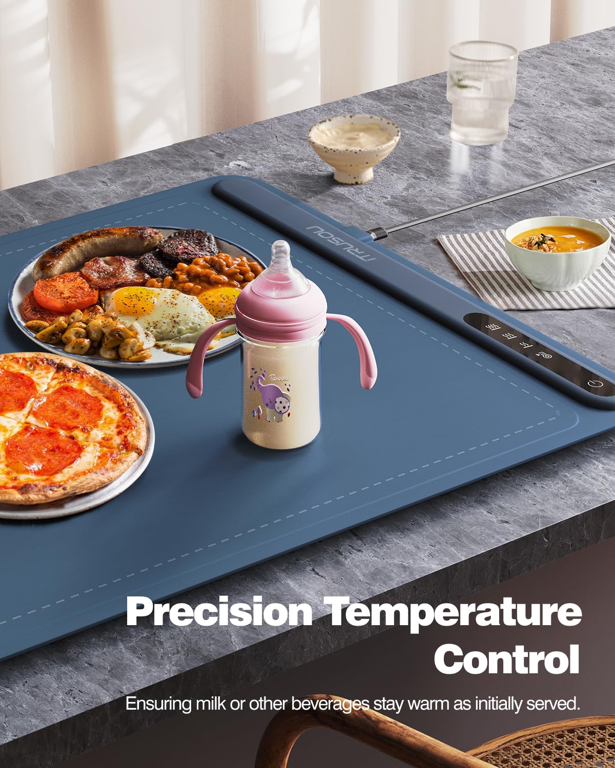 Electric Warming Tray - Full Surface Heating,Rollable & Portable,Premium Silicone Nano-Material,3 Temperature Settings,Auto Shut-Off -Versatile Food Warmer for Gatherings,Parties,Everyday Use
