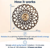 Mindsight Moving Kinetic Wall Art - Wind up to power peaceful motion (no battery) - Calming Wall Décor for Living Room, Office, Bedroom, Kitchen - Hand Crafted Wood - Ripple, Canyon Brown