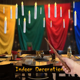 20 Pcs Floating Candles with Wand, Hanging Candles with Timer, Magic Deco Candles Flickering Warm Light, Flameless Taper Candles with Wand Remote, LED Candlesticks for Birthday Halloween Party Decor
