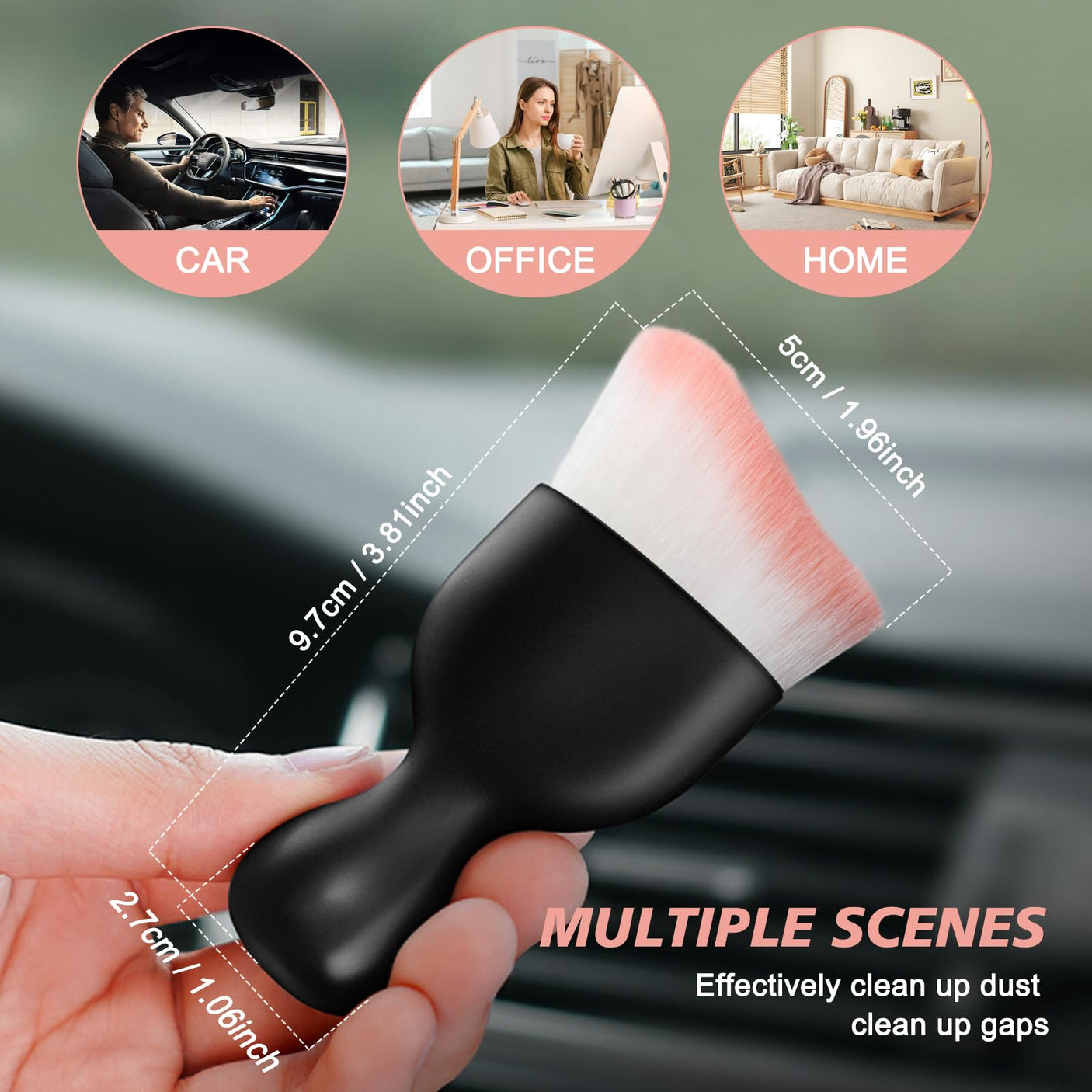Ouzorp Car Interior Dust Brush, Car Detailing Brush, Soft Bristles Detailing Brush Dusting Tool for Automotive Dashboard, Air Conditioner Vents, Leather, Computer,Scratch Free