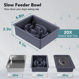 UPSKY 2-in-1 Elevated Dog Bowls Slow Feeder, 4 Height Adjustable Raised Bowls Stand, No Spill Dog Water Bowls, Anti-Slip Food and Water Bowl for Small Medium Dogs(Not Include Stainless Steel Bowl)