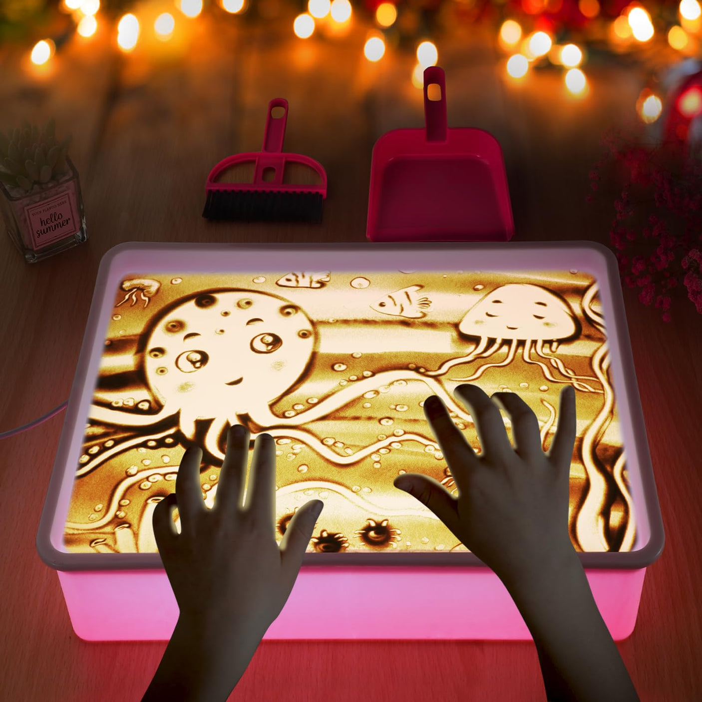 Light Table for Kids-Sand Painting Light Box Sand Art Kits Light Table Toys for Boys and Girls, 16" (Blue)
